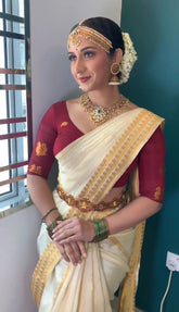 Cream Colour Silk Saree With Zari Work Border