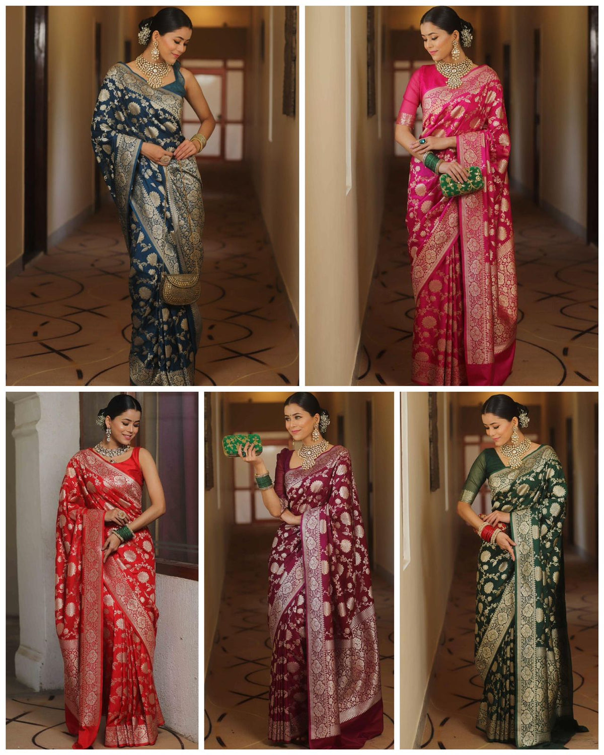 Fabulous Banarasi Silk Saree In 5 Different Color