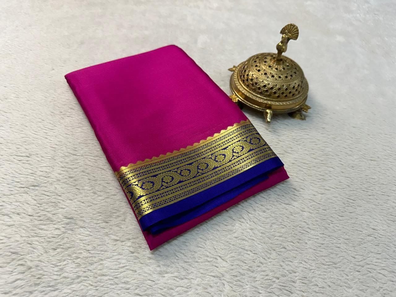 Jazzberry Jam Pure Mysore Silk Saree With Beautiful Zari Border