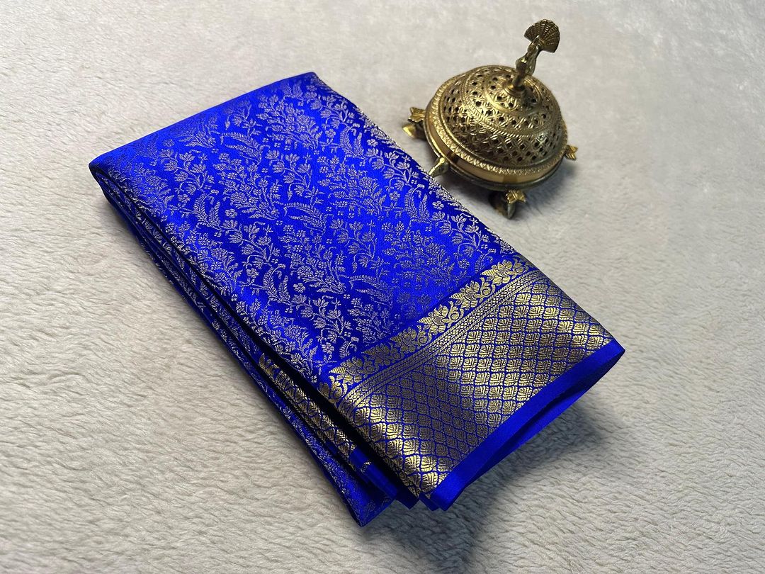 BlueBonnet Pure Brocade Mysore Silk sarees