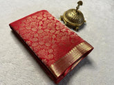 Wine Red Pure Brocade Mysore Silk Saree