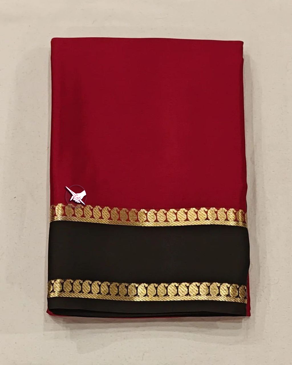 Burgundy Color Pure Mysore Silk Saree With Golden Zari Work