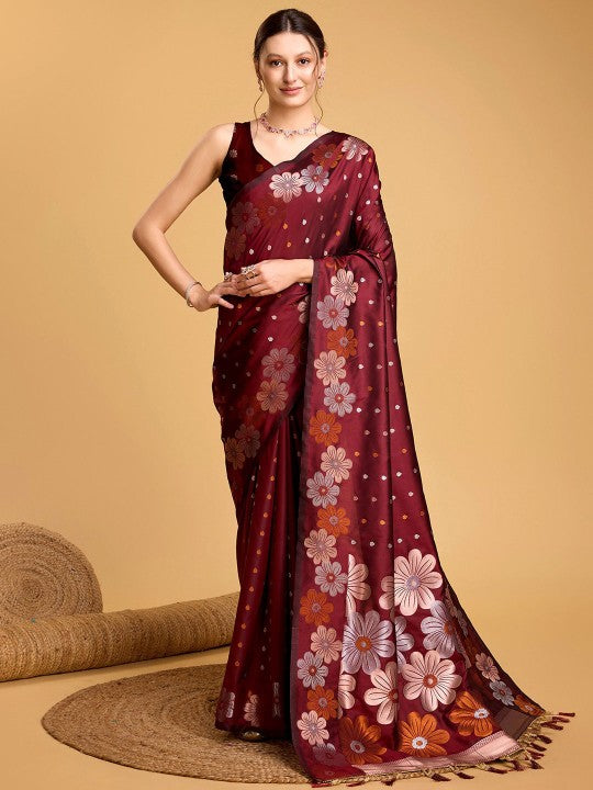 Trending Floral Zari Work Banarasi Silk Saree