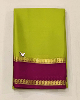 Citron Green Color Pure Mysore Silk Saree With Golden Zari Work