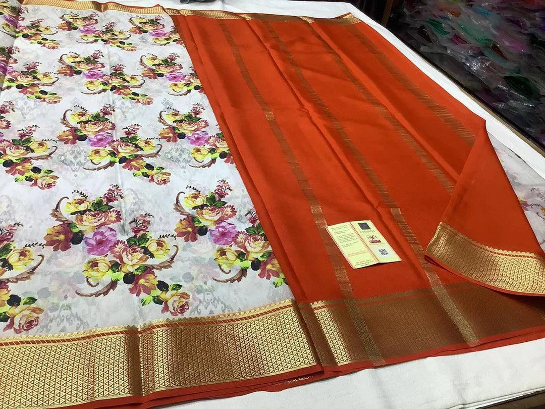 Elegent Floral Printed Crepe Silk Saree for Daily Wear