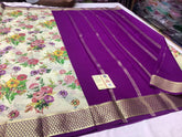 Mysore Floral Printed Handloom Crepe Silk Saree