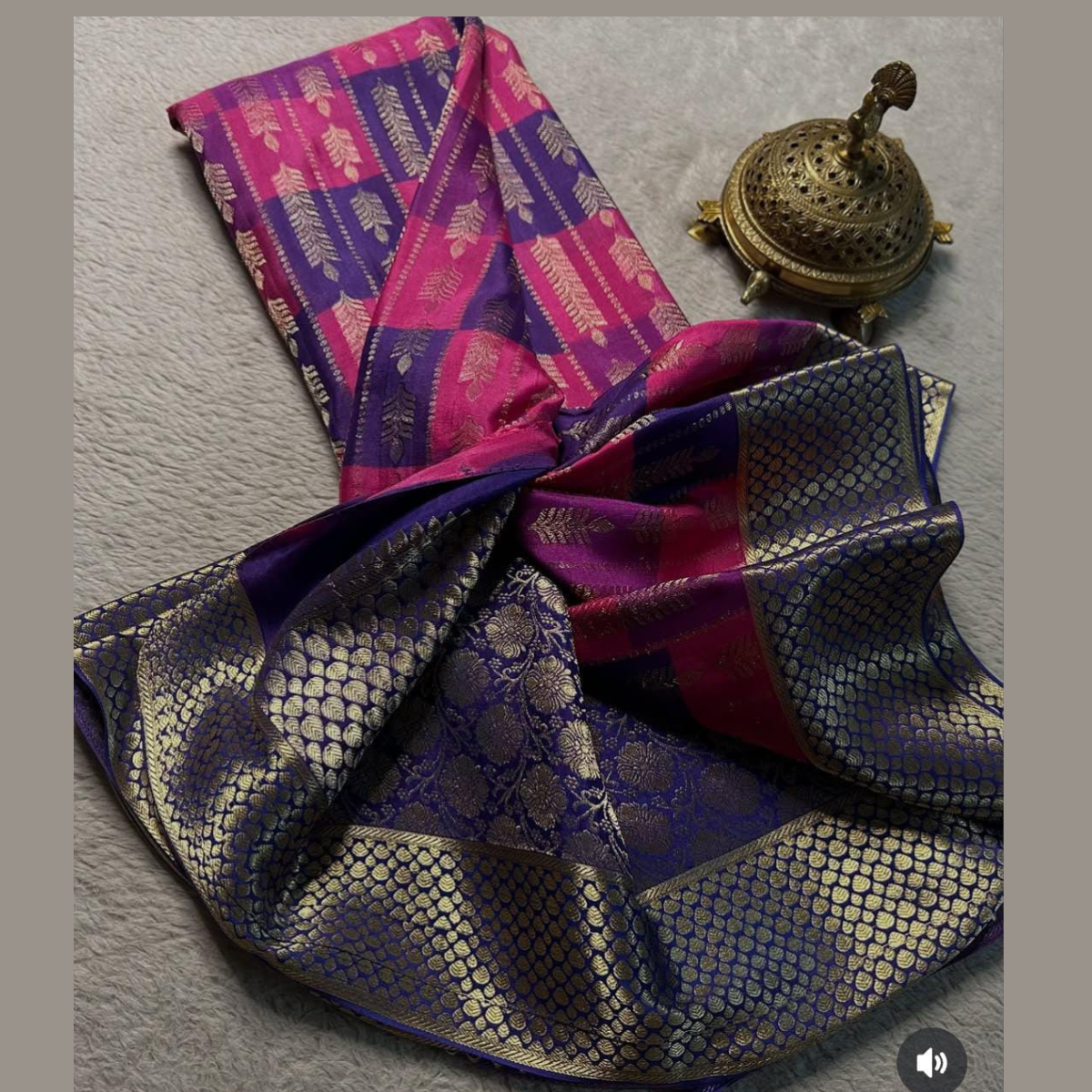 Dark Raspberry & American Purple Brocade Mysore Silk Saree With Beautiful Zari Weaving