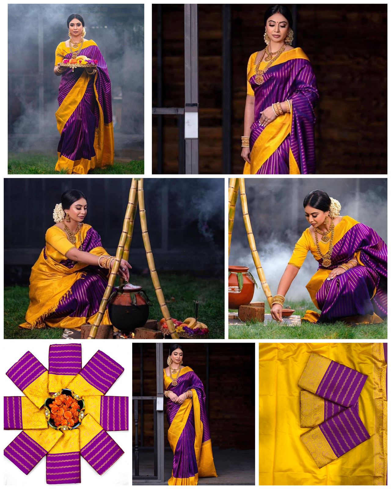 Purple  Pure Handloom Silk Saree with Pallu & Blouse (COD ON REQUEST)