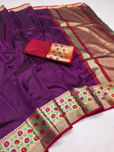 Beautifully Woven Mysore Silk Saree With Broad Contrast Borders