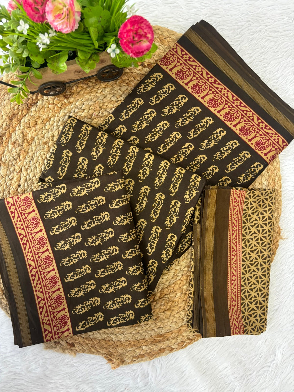 Block Printed Maharani Pure Heavy Cotton Saree