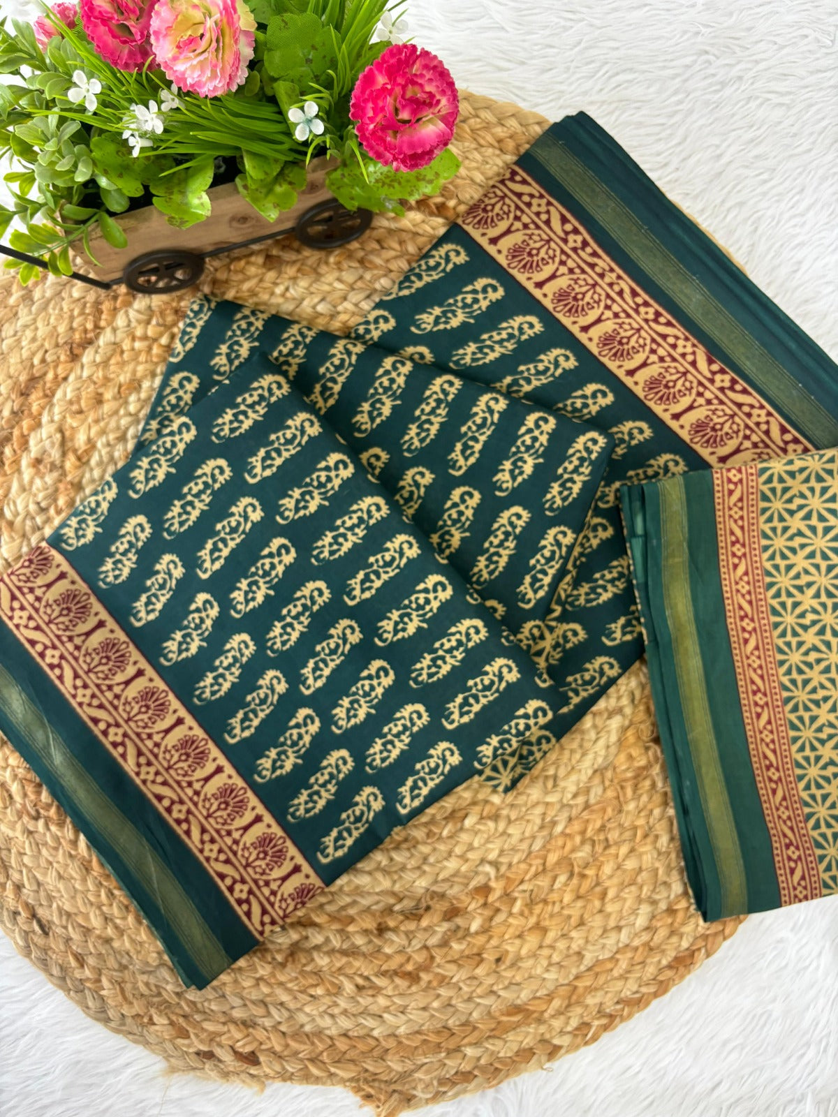 Block Printed Maharani Pure Heavy Cotton Saree