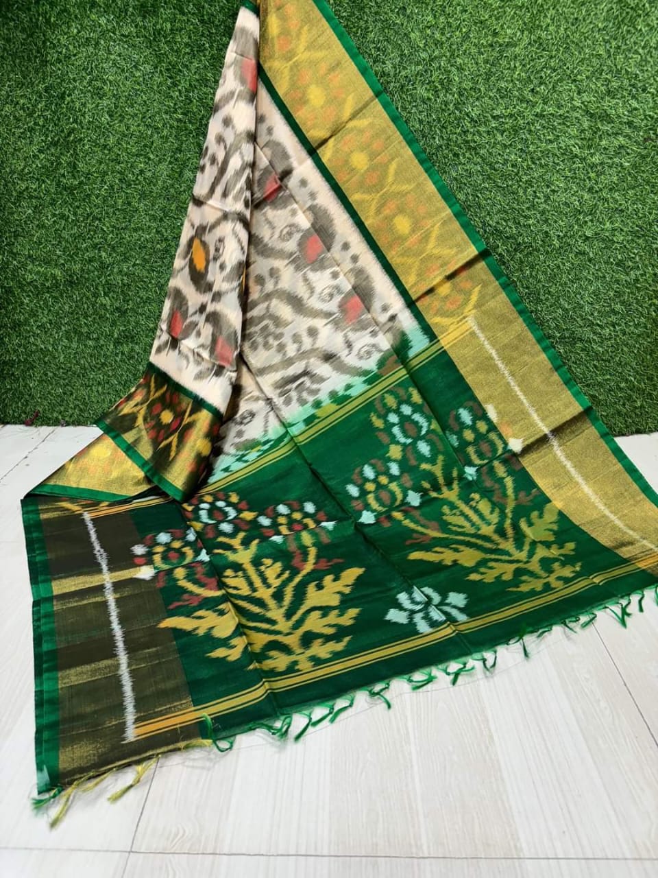 Trending Designer Ikkat Patola Style Crepe Silk Saree