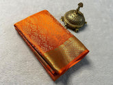 Elegent Spanish Orange Pure Brocade Mysore Silk Saree