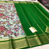Mysore Flower Printed Crepe Silk Saree For Festive Wear
