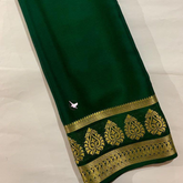 Dark Green Colour Pure Mysore Silk Saree With Golden Zari Border