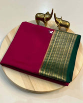 Beautiful Plain Mysore Silk Saree With Golden Zari Border