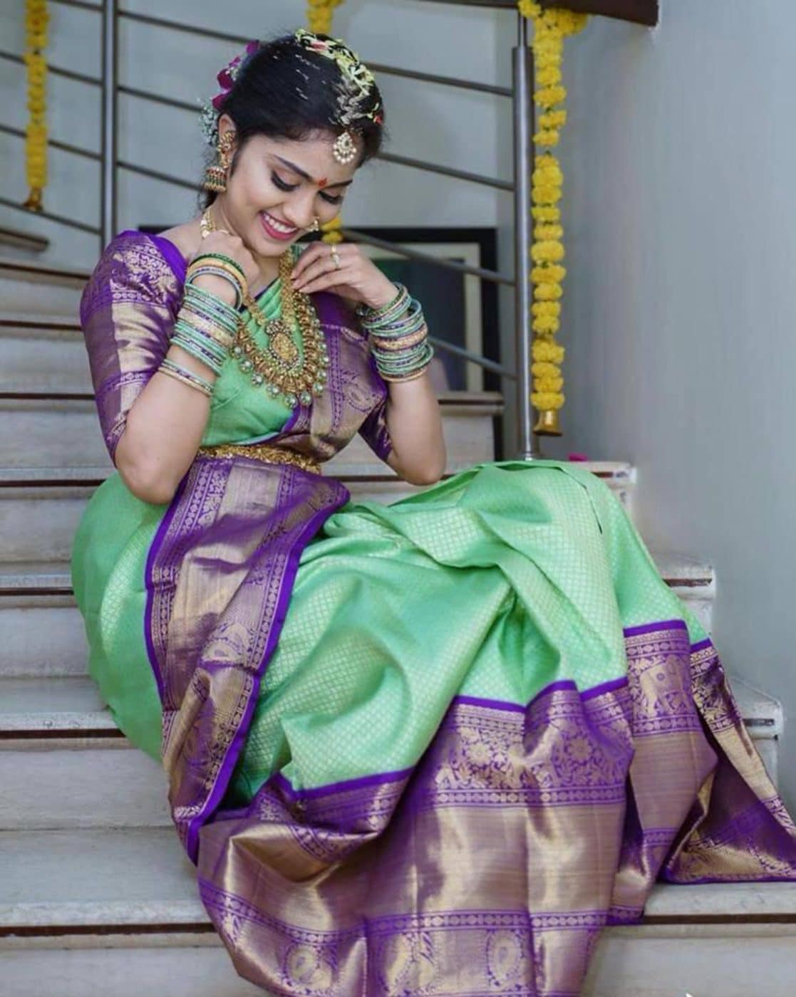 Floral Woven Banarasi Silk Saree with Contrast Border