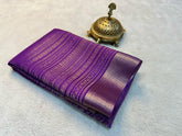 Purple Color Pure Mysore Silk Saree With Full Golden Zari Work