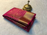 Rose Red Color Pure Mysore Rich Pallu Silk Saree With Golden Zari Work