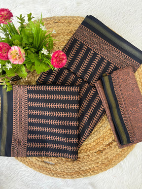 Leaf Rope Printed Maharani Pure Heavy Cotton Saree