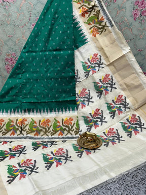 Handwoven Ikkat Style Mysore Soft Silk Saree With Small Motifs