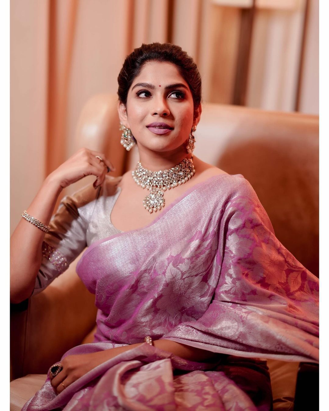Mountbatten Pink Color Kanjivaram Silk Saree