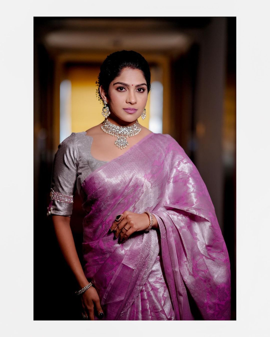 Mountbatten Pink Color Kanjivaram Silk Saree