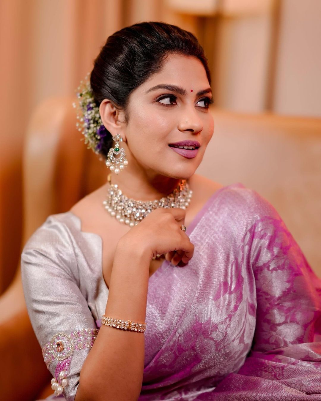 Mountbatten Pink Color Kanjivaram Silk Saree