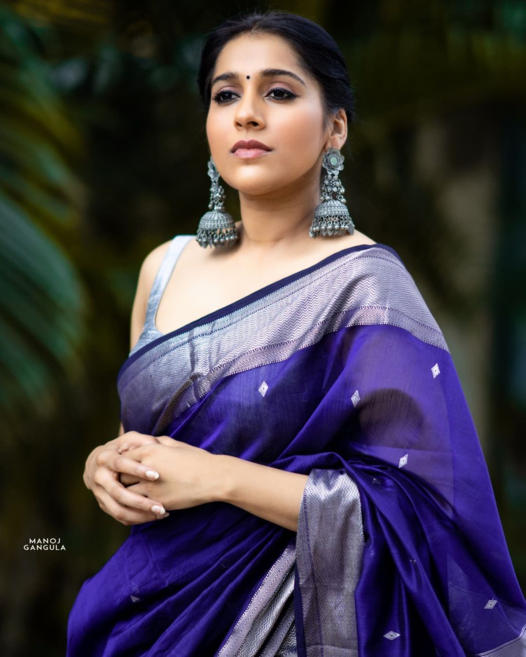 Cetasean Blue Silk Saree With Beautiful Jhalar & Rich Pallu