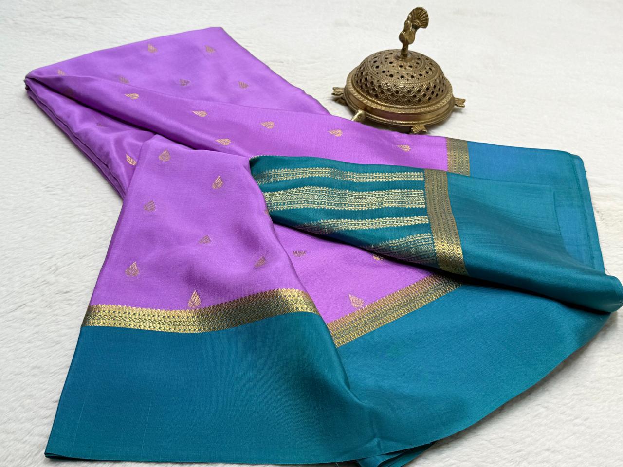 Beautiful Mysore Silk Sarees having exclusive Butta Pattern with Bentex Border & Rich pallu