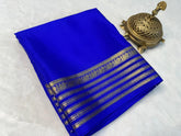 Exclusive Zari Border Blue Traditional Mysore Silk Saree