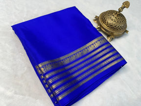 Exclusive Zari Border Blue Traditional Mysore Silk Saree