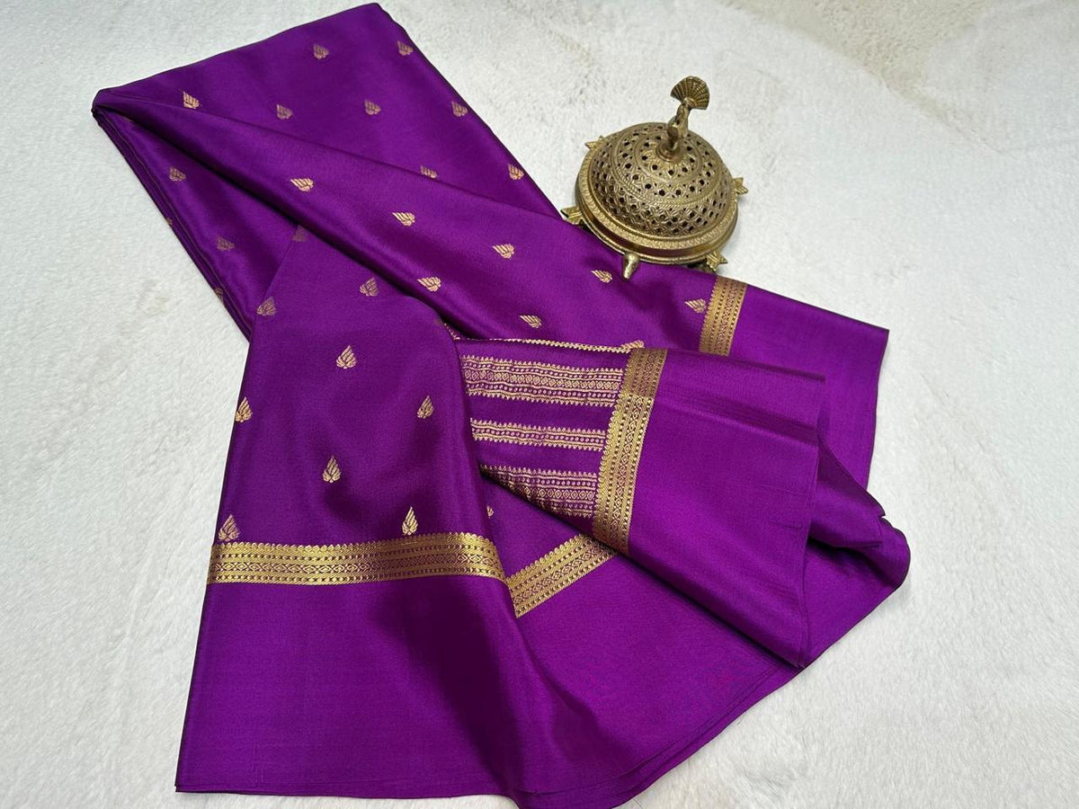 Finest Mysore Silk Sarees having exclusive Butta Pattern with Bentex Border & Rich pallu