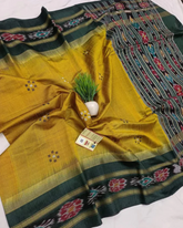 Gold Foil Ikkat Printed Handloom Mysore Silk Saree