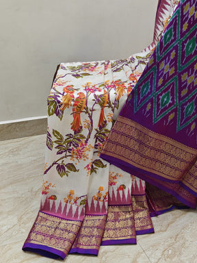 New Pochampally Ikkat Handloom Soft Silk Saree With Blouse Piece