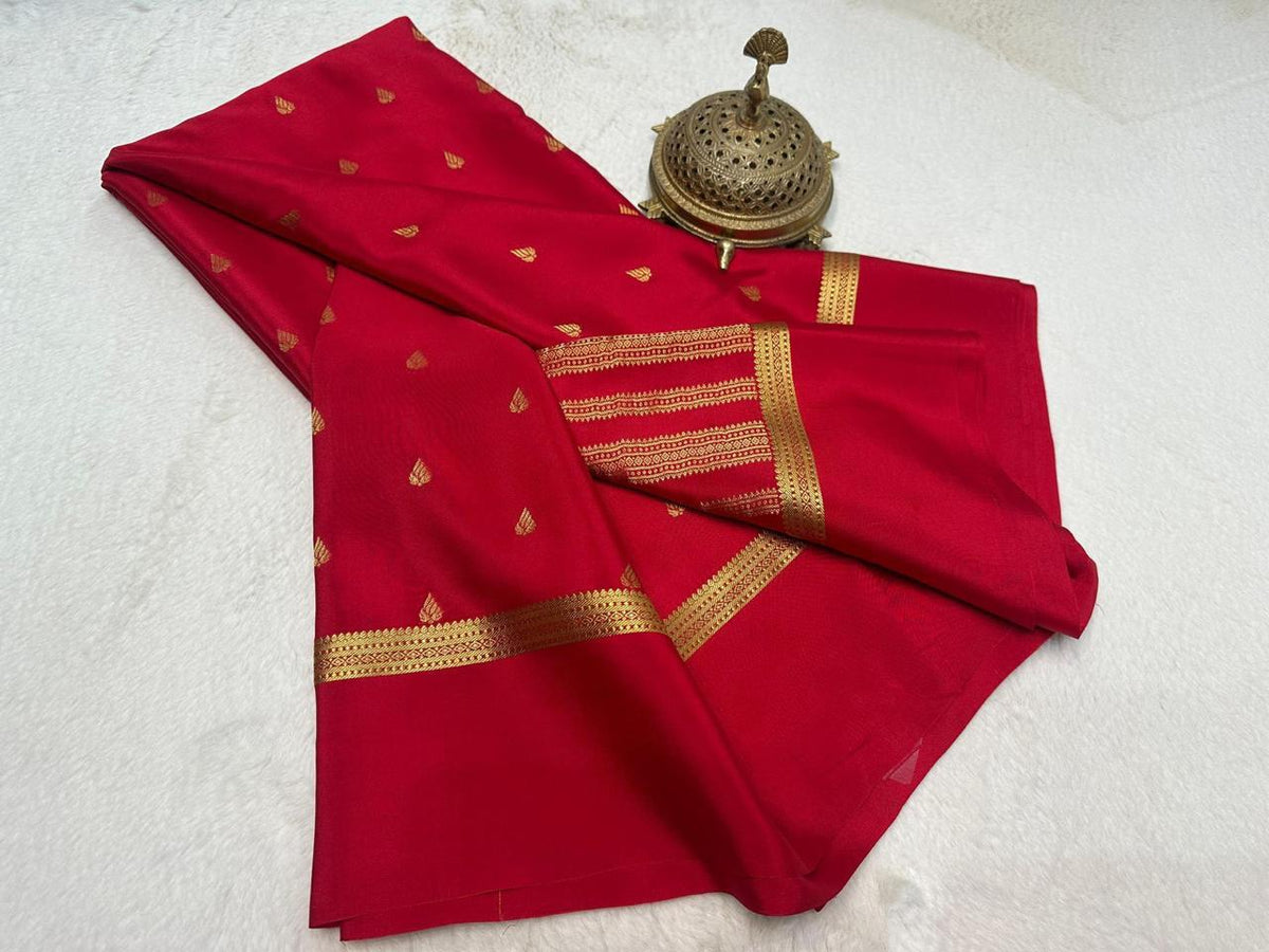 Finest Mysore Silk Sarees having exclusive Butta Pattern with Bentex Border & Rich pallu
