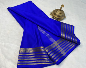 Exclusive Zari Border Blue Traditional Mysore Silk Saree