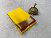 Yellow Pure Mysore Silk Saree With Beautiful Zari Border