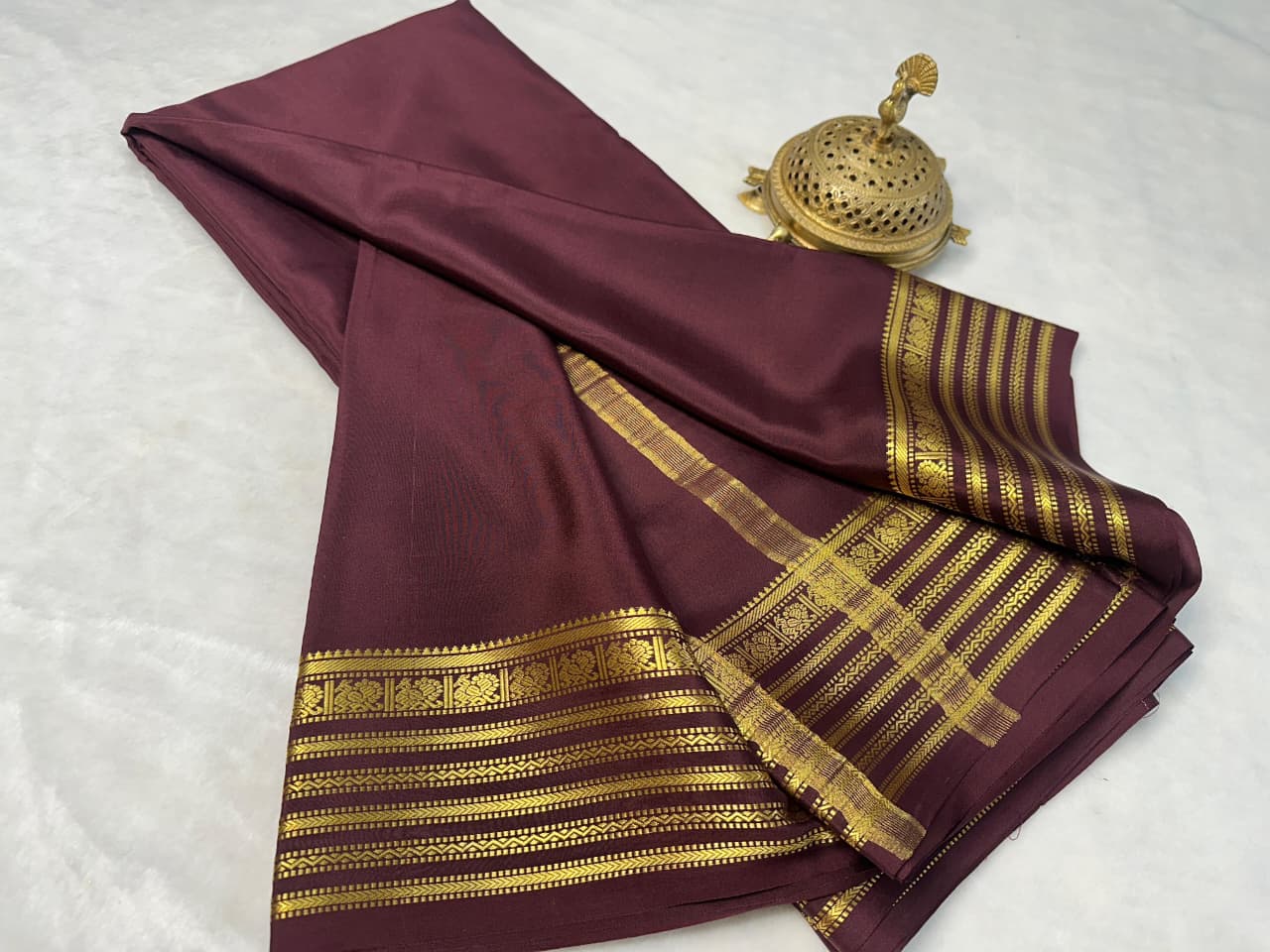 Exclusive Brown Coffee colour Traditional Mysore Silk Saree