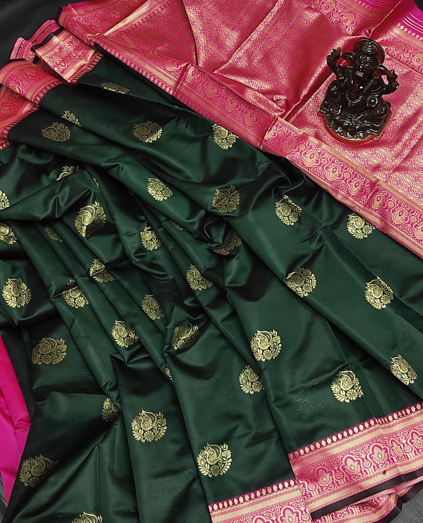 Heavy Jacquard Work Banarasi Silk Saree With Rich Pallu