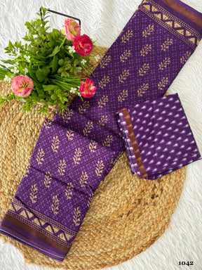 Grass Plus Printed Cotton Saree with Un-stitched Blouse