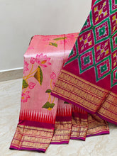 Handloom Pochampally Ikkat Kanchi Border Silk Saree With Blouse