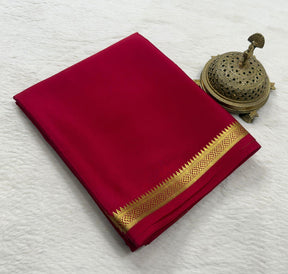 Classic Plain Mysore Silk Saree With Elegant Gold Zari Border