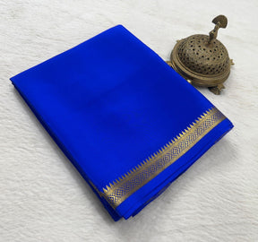 Classic Plain Mysore Silk Saree With Elegant Gold Zari Border