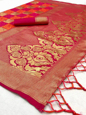 Most Selling Kanjivaram Saree With Beautiful Rich Pallu & Jacquard Work & Jhalar