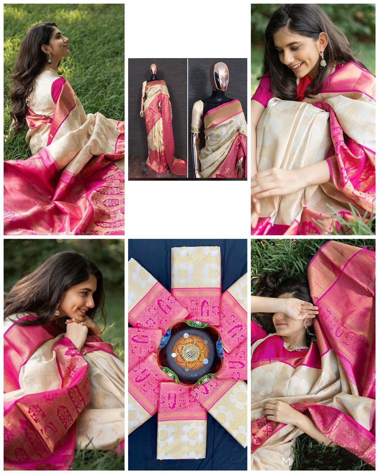 American Silver Color Silk Saree With Rich Pallu & All Over Jacquard Work in Saree