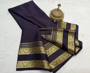 Classic Mysore Silk Saree With Rich Floral Zari Bentex Border
