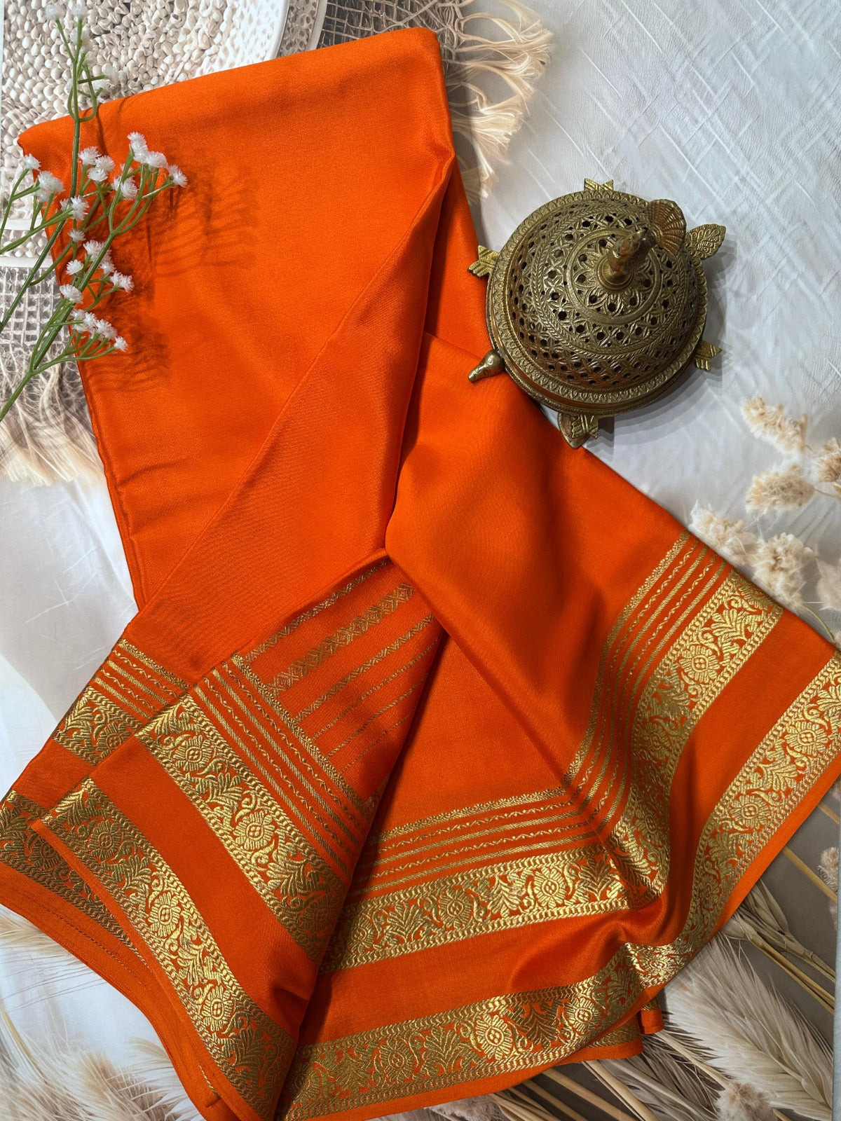 Classic Mysore Silk Saree With Rich Floral Zari Bentex Border