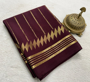 Premium Mysore Silk Saree With Classic Vertical Stripes &amp; Bentex Border