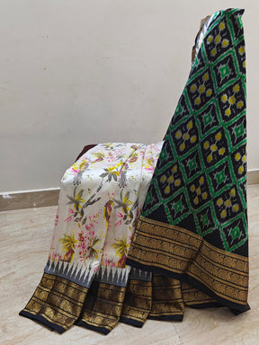 New Pochampally Ikkat Handloom Soft Silk Saree With Blouse Piece